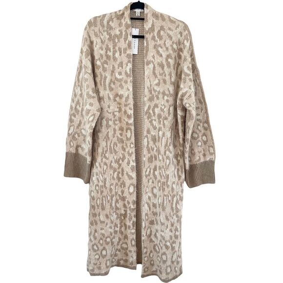 Topshop Leopard Print Longline Open Front Cardigan Size Medium NWT - Picture 1 of 9